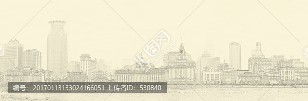 上海外灘線描