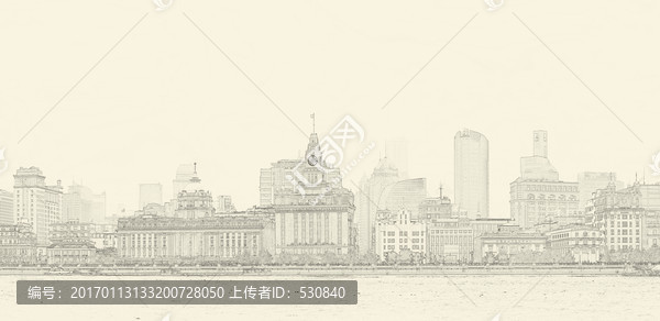 上海外灘線描