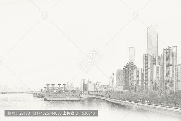 廣州城市線描,,合層