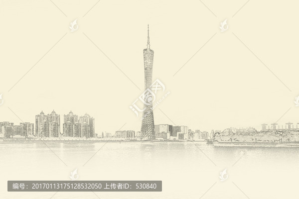 廣州城市線描,合層