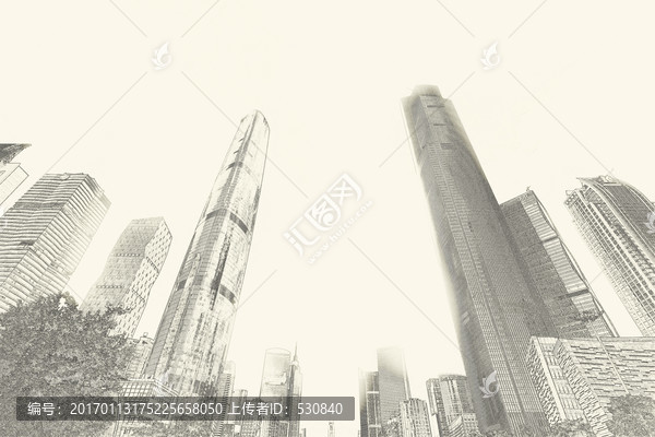 廣州城市線描,合層