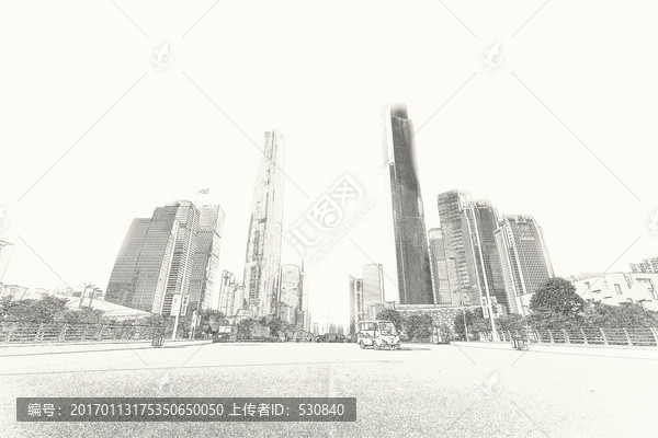 廣州城市線描,合層