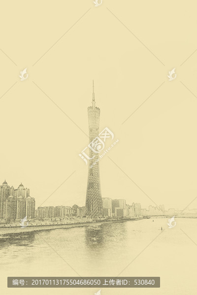 廣州城市線描,,合層