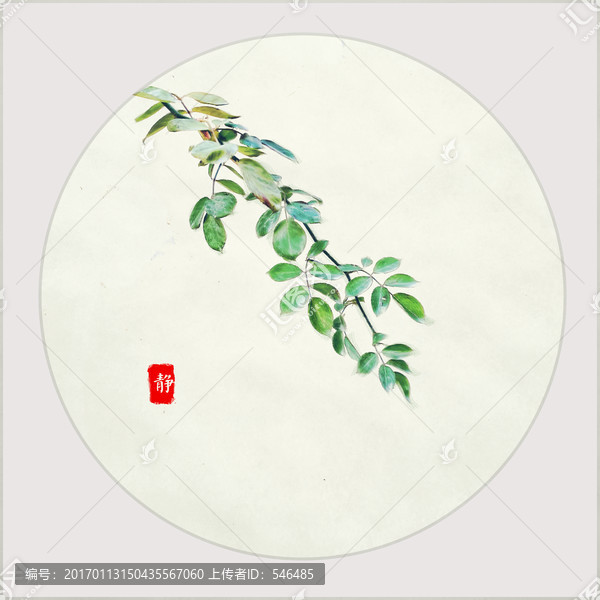 小品畫(huà),靜,禪,樹(shù)枝,合層