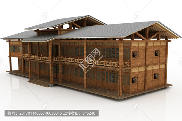 二層木結構木屋模型設計