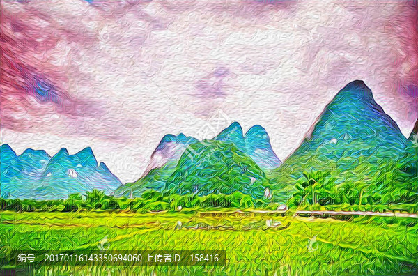 漓江山水油畫裝飾畫