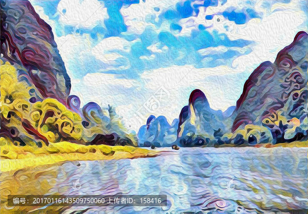 漓江山水油畫裝飾畫