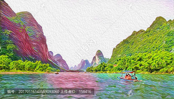 漓江山水油畫裝飾畫