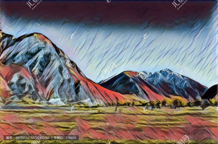 大山高山油畫風景