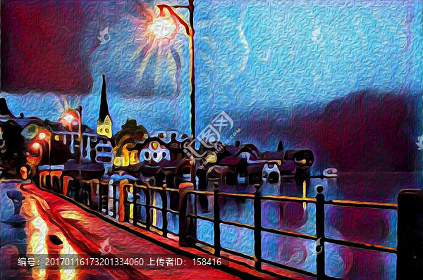 油畫路燈