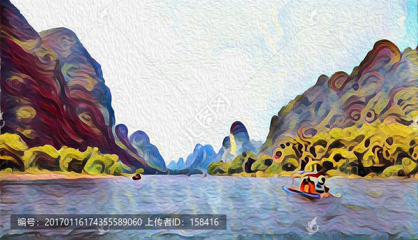 漓江山水油畫裝飾畫