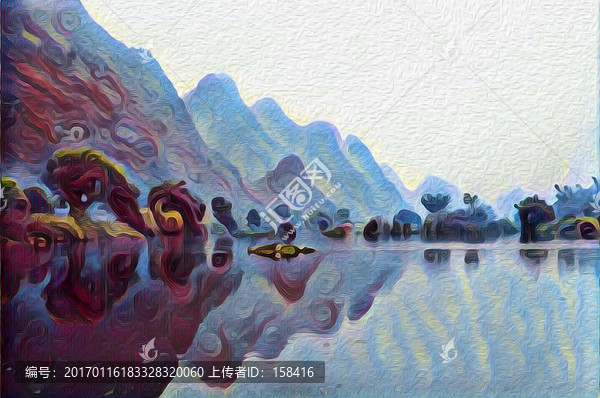 漓江山水油畫裝飾畫