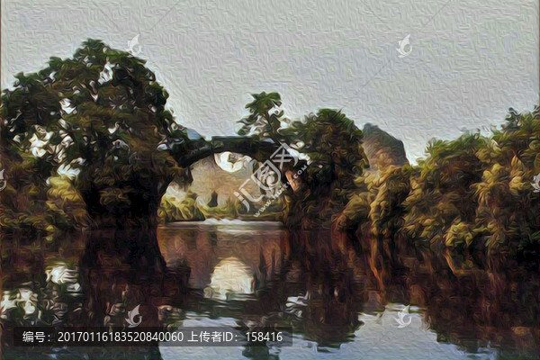 遇龍河遇龍橋油畫裝飾畫
