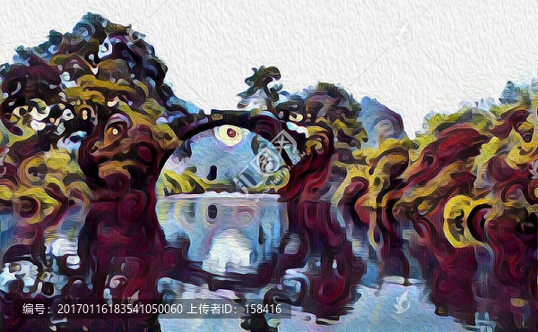 遇龍河遇龍橋油畫裝飾畫