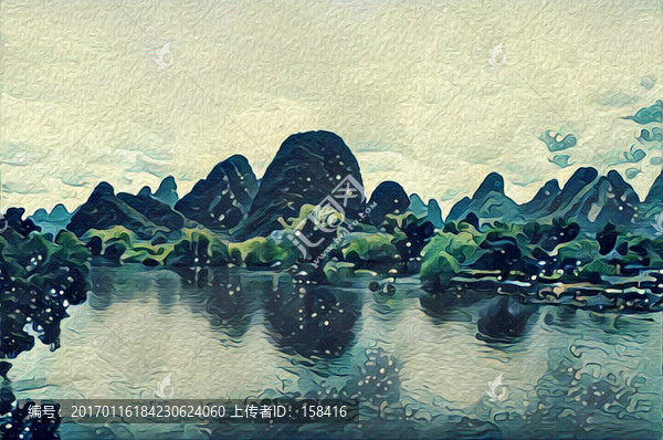 桂林山水水墨裝飾畫(huà)