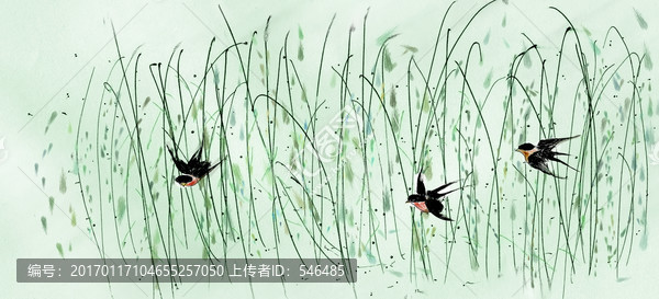 春天來了,燕子,手繪,合層