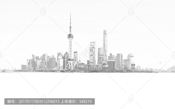 上海外灘全景線描