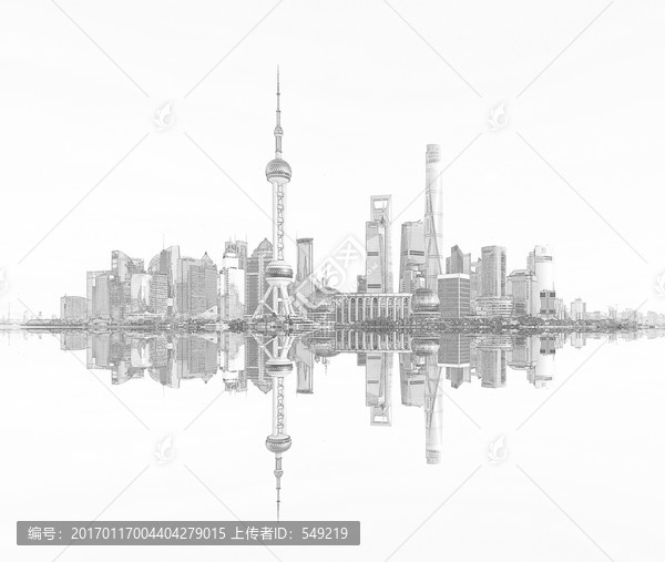上海外灘全景線描