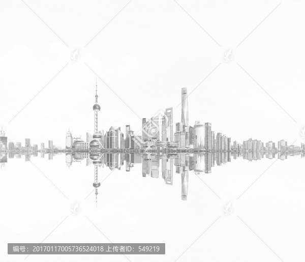 上海外灘全景線描