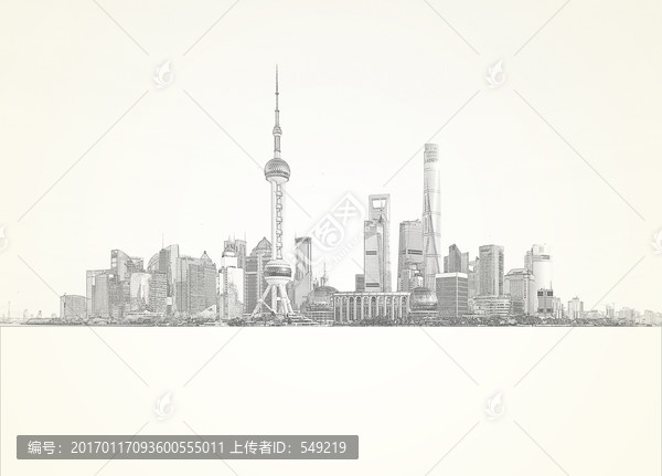 上海外灘線描,未分層
