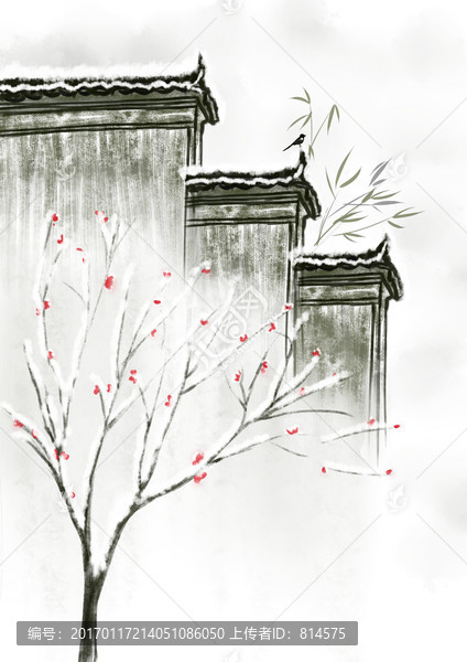 馬頭墻,水墨梅花