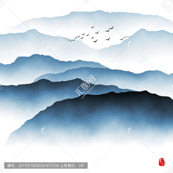 水墨云霧山峰