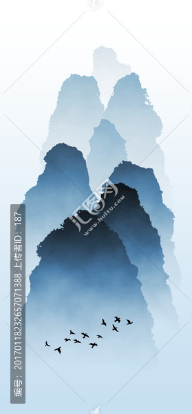 意境水墨畫,中式水墨山峰