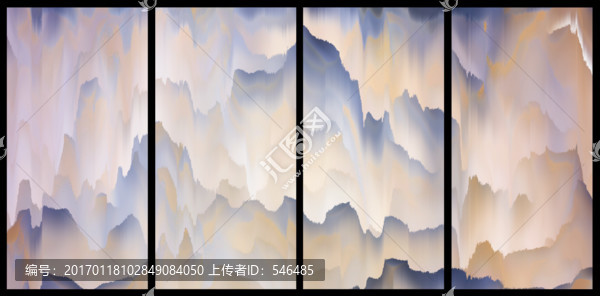 四聯(lián)裝飾畫,水墨山水,大畫