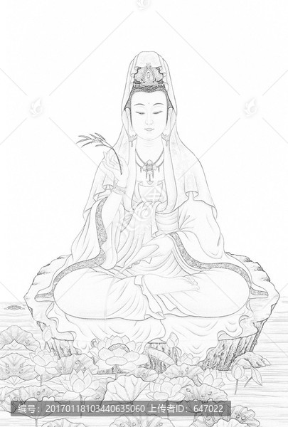 觀音像線描