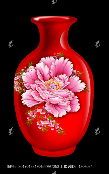 大紅花瓶,PSD分層圖