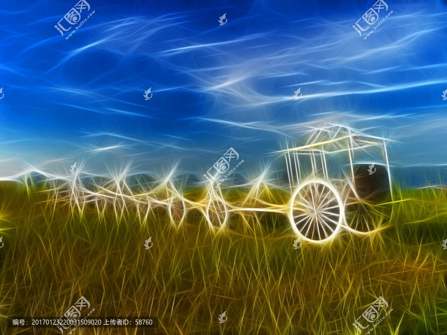 電腦畫,牧場(chǎng)勒勒車