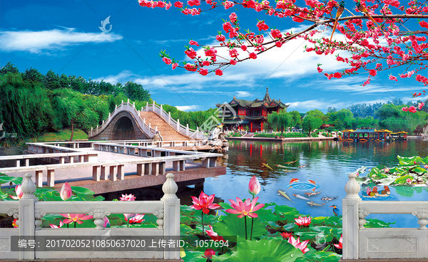 漢白玉欄板荷花橋粵劇背景