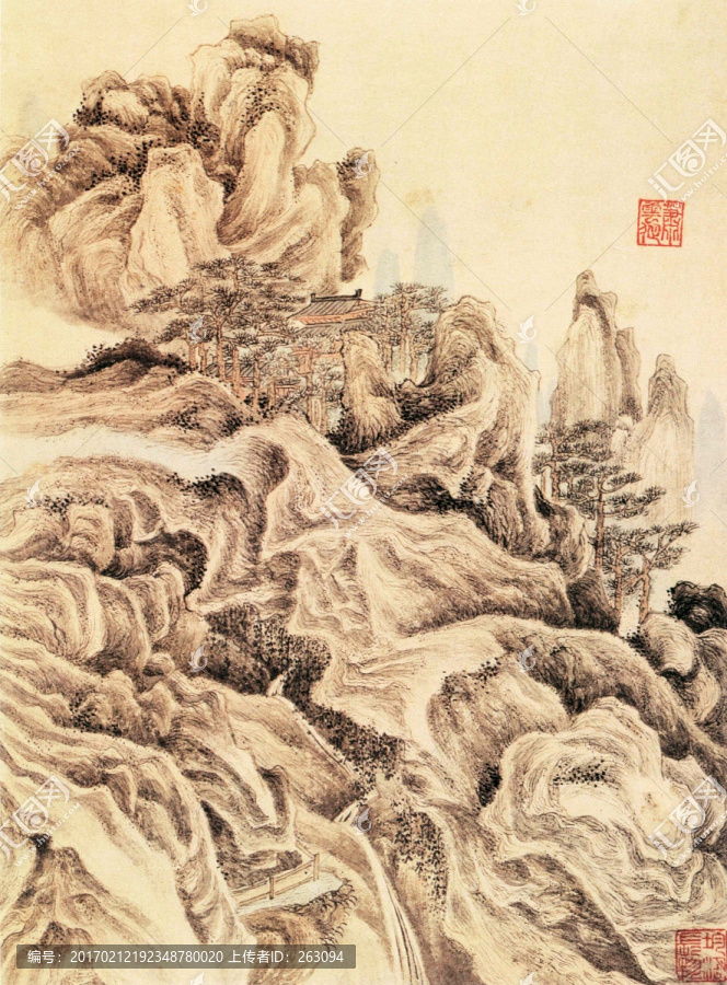 蕭云從,山水圖