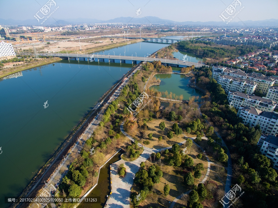 金华月亮湾公园航拍全景