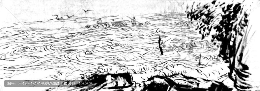 素描中國風(fēng)水墨畫