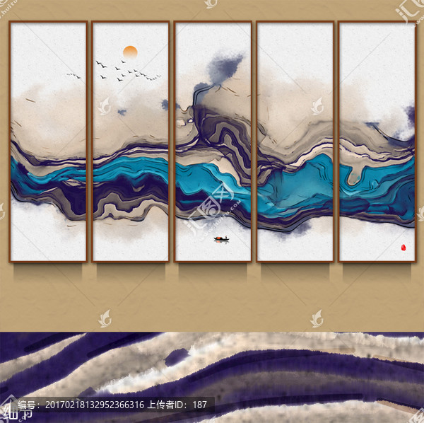 新中式水墨暈染山水畫