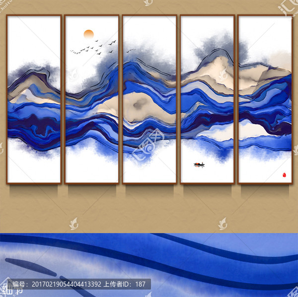 水墨畫(huà),新中式客廳沙發(fā)水墨掛畫(huà)