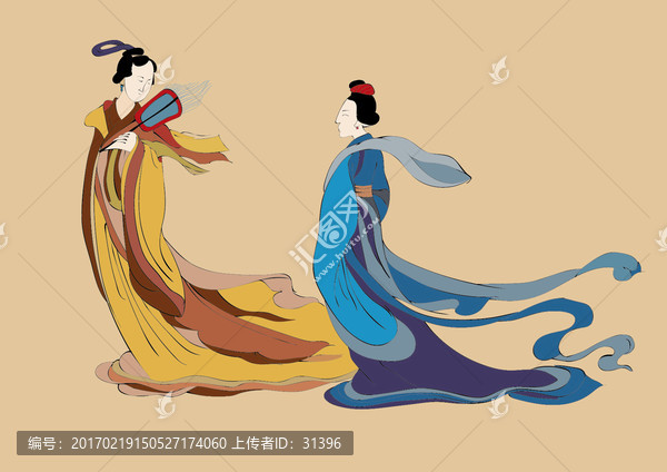 明文征明湘君湘夫人圖