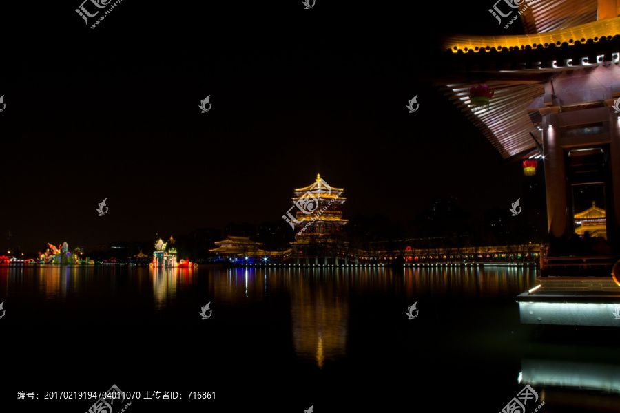 大唐芙蓉园,望春阁,夜景