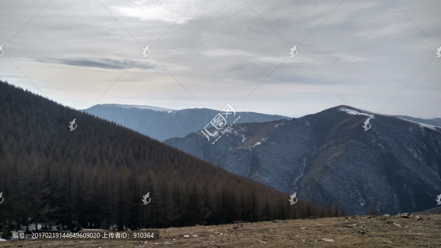 山脉，大山，冬景