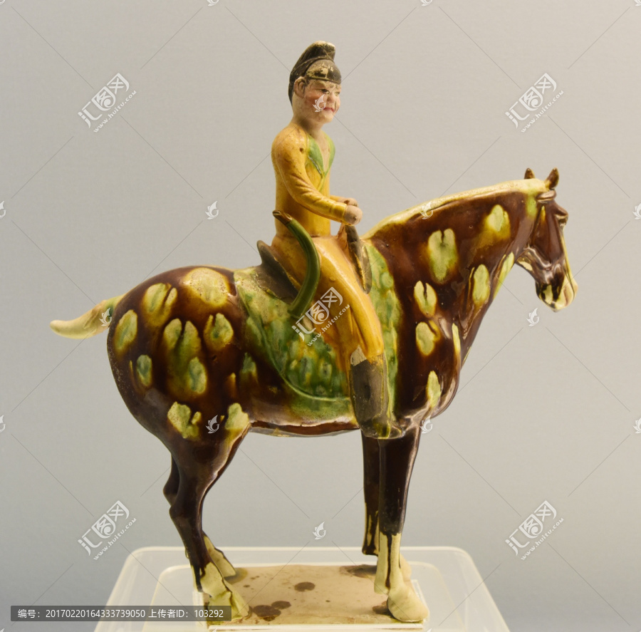 唐代,彩色釉陶,骑马男俑
