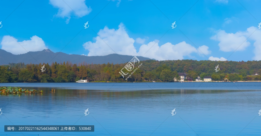 杭州西湖湖泊远山