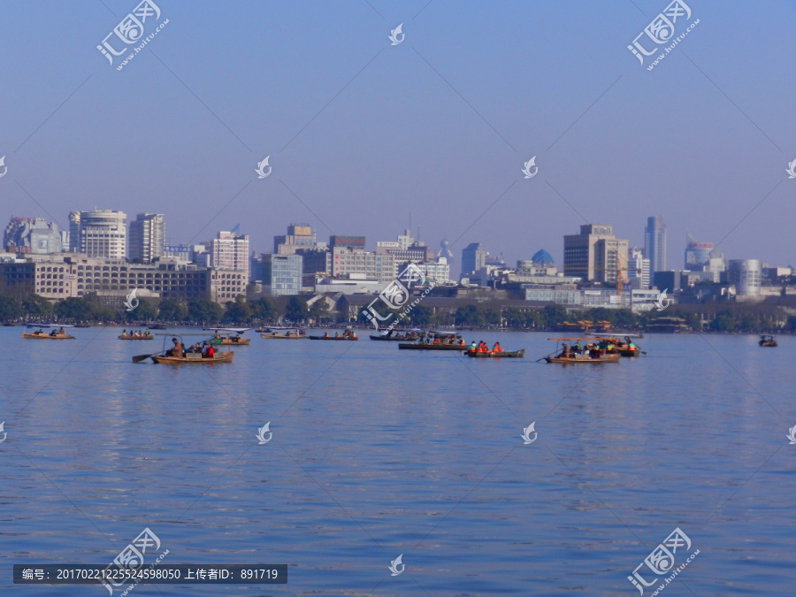 西湖风光,西湖泛舟,游船码头