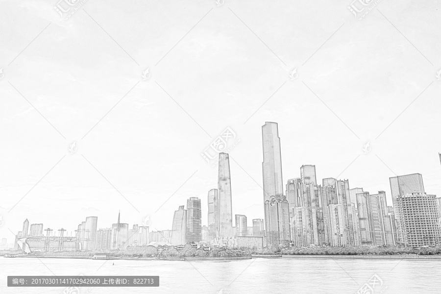 廣州地標線描