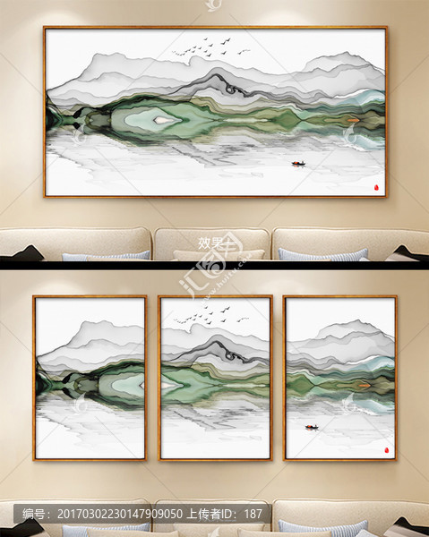 抽象意境水墨山水,客廳沙發(fā)水墨