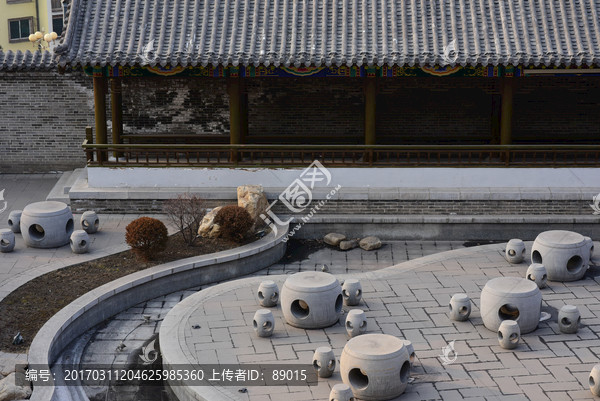 古代风格建筑,,石桌石凳