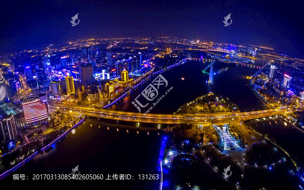 金华通济桥五百滩,夜景大幅全景