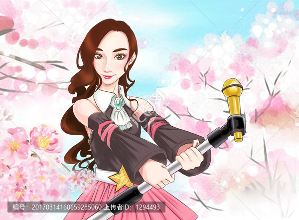 漂亮卡通女歌手漫畫psd分層