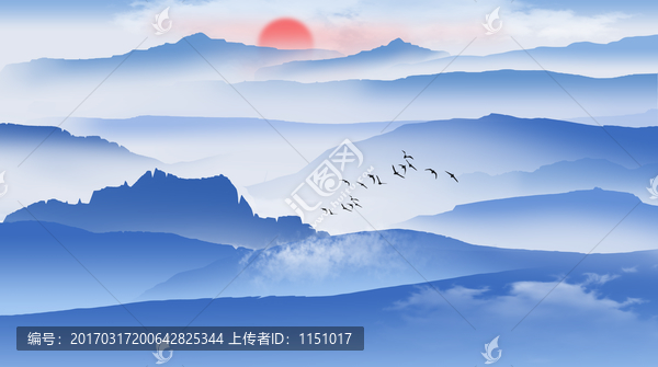意境山水,水墨山水背景