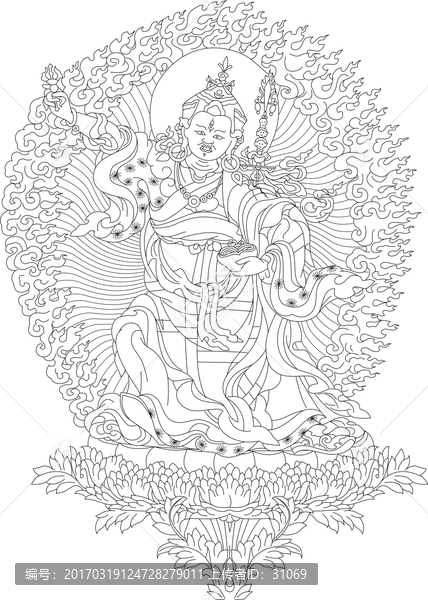 蓮花生大士,純線條